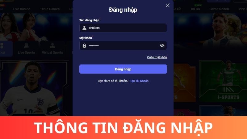 Bước 2: Nhập tên đăng nhập và mật khẩu