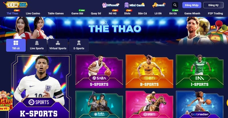 Review kho game Tin88 - Sảnh cá cược thể thao